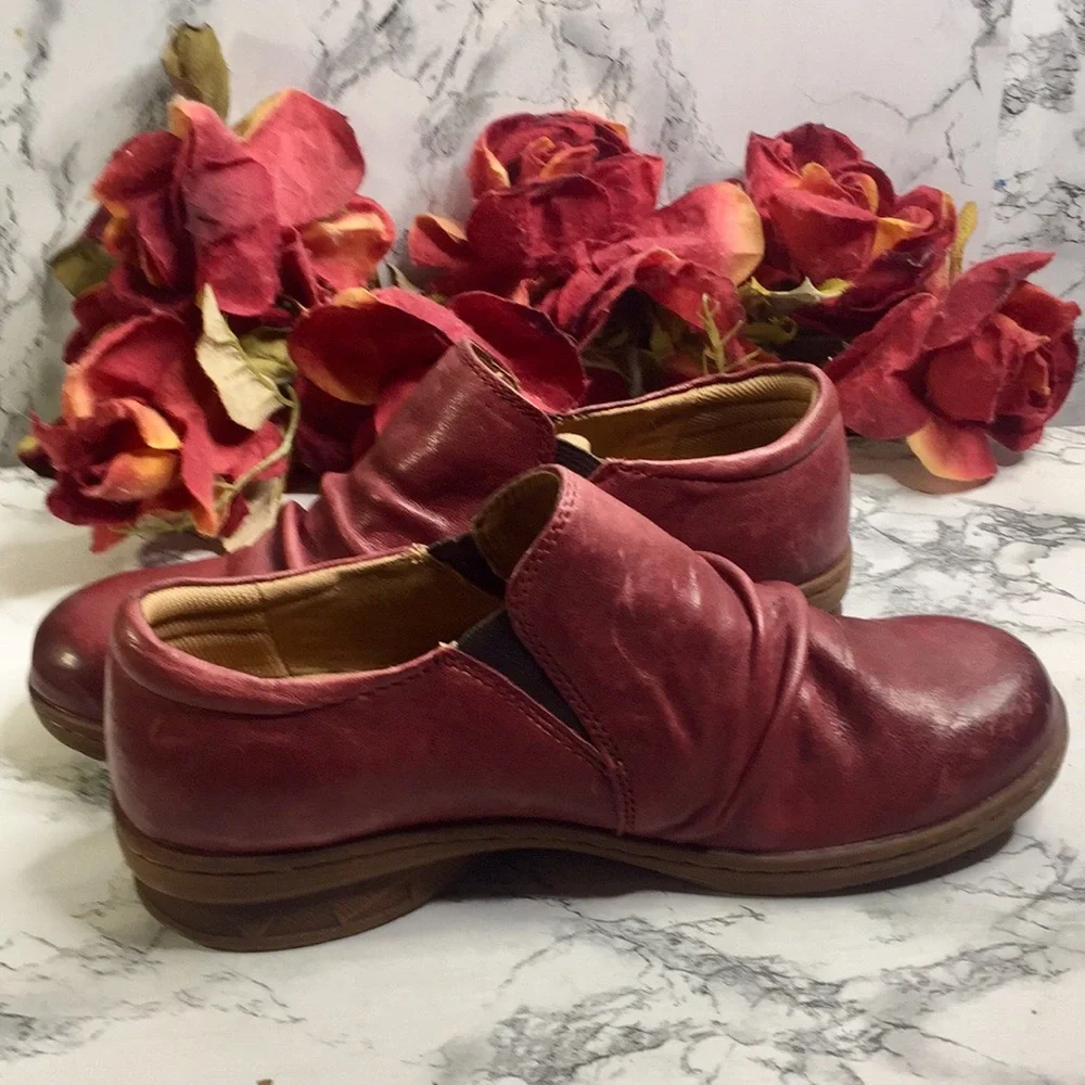 QVC Comfortiva Slouch Burgundy Florian Leather Comfort Loafers